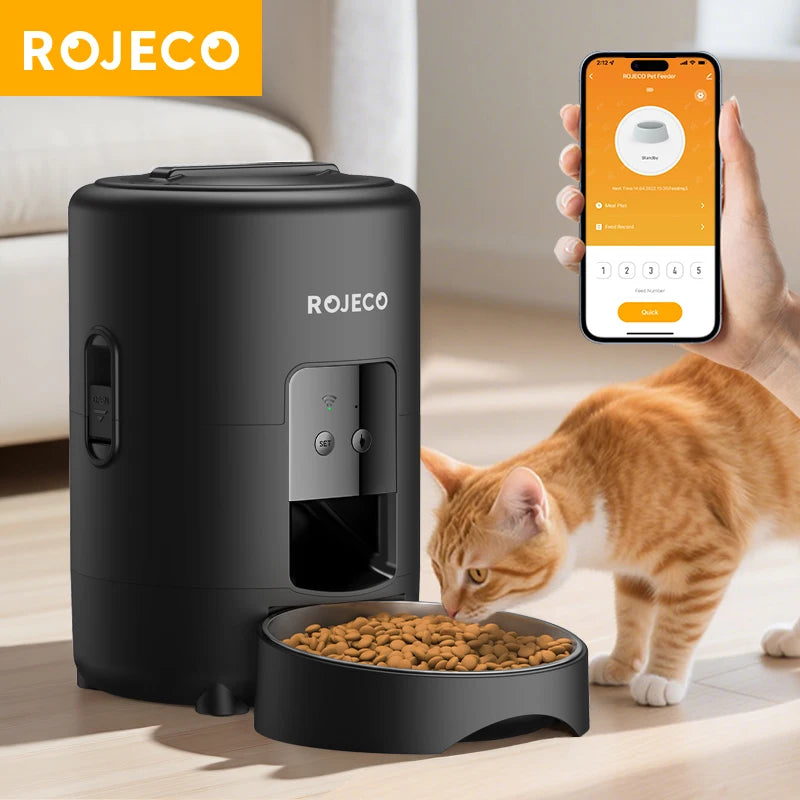 🐾 ROJECO Smart Automatic Pet Feeder 2L | WiFi Ταΐστρα για Γάτες & Σκύλους | Χρονοπρογραμματισμός, APP Control & Ασφαλές Κλείδωμα
