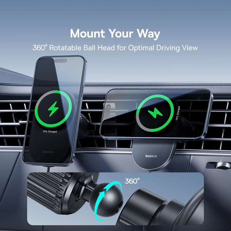 🚗📱 Baseus Qi2.2 Cooling Magnetic Car Phone Holder – 25W Wireless Fast Charger