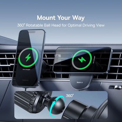 🚗📱 Baseus Qi2.2 Cooling Magnetic Car Phone Holder – 25W Wireless Fast Charger