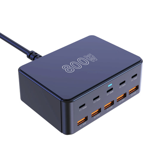 ⚡🔌 800W GaN Desktop Charger – 10 Θύρες USB-C / USB-A PD Fast Charging