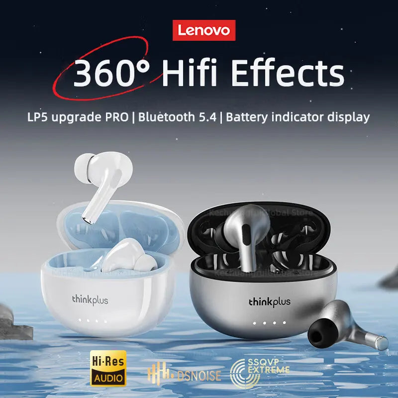 Lenovo LP5 Pro TWS Bluetooth 5.4 Earbuds with ANC, Touch Control & Microphone – Wireless Earbuds with Type-C Charging Case