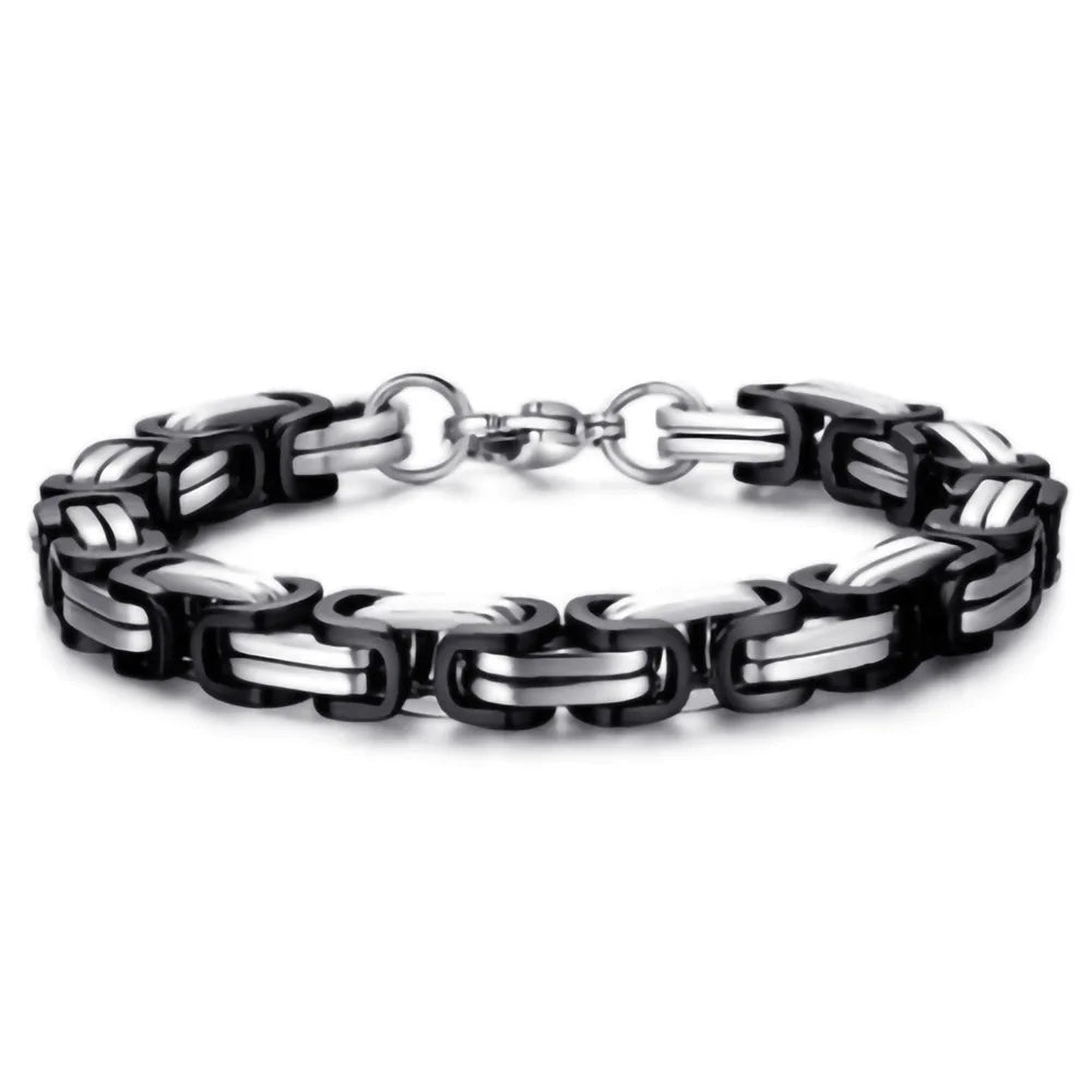 🧩 HNSP 8MM Stainless Steel Bracelet – Ανδρικό Ατσάλινο Βραχιόλι με Rock / Biker Design | 8MM Φάρδος, Ανθεκτικό & Στιβαρό Στυλ