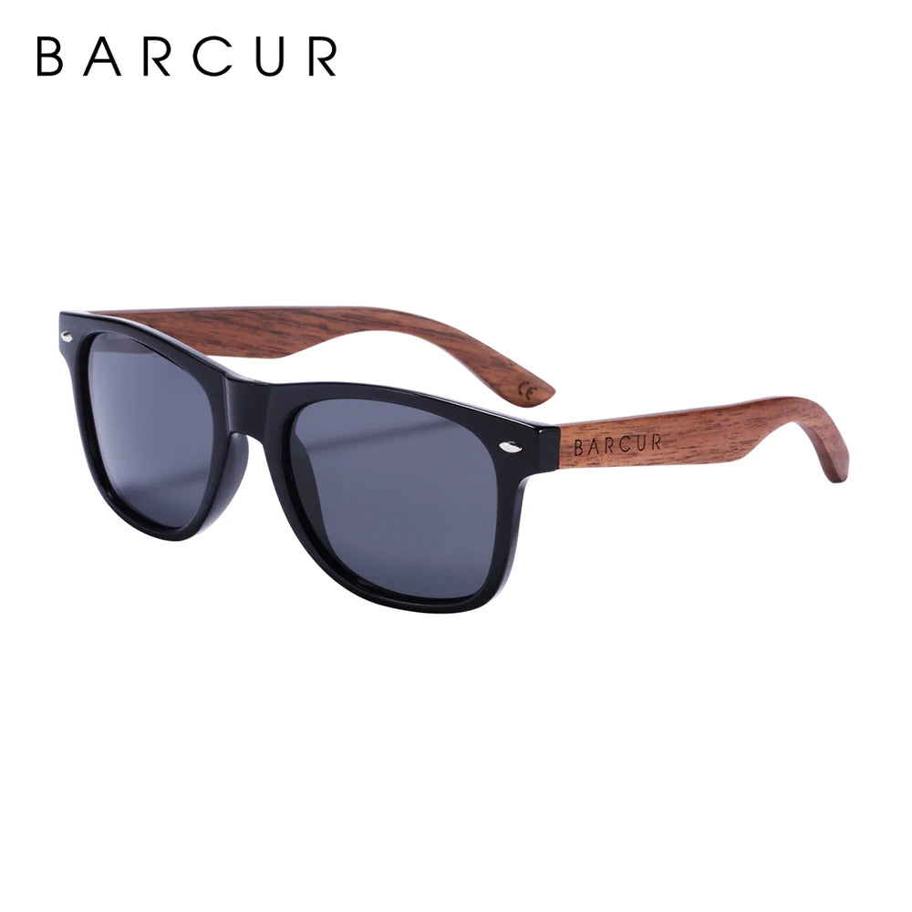 🕶️ BARCUR Γυαλιά Ηλίου από Μαύρο Καρύδι – Polarized UV400, Τετράγωνος Σχεδιασμός με Premium Θήκη 🌳✨