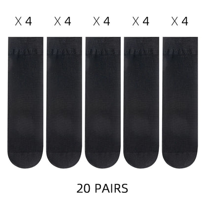 🧦✨ Σετ Διάφανα Κρυστάλλινα Καλτσάκια – Ultra Thin & Anti-Hook ✨🧦 5–20 Ζευγάρια Καλοκαιρινές Γυναικείες Κάλτσες | Crystal Silk Nylon Ankle Socks