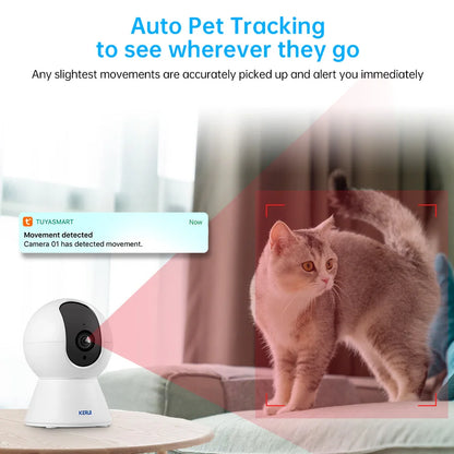 📸 KERUI Smart WiFi IP Pet Camera | 4K / 8MP Full HD Παρακολούθηση Σπιτιού για Κατοικίδια | Night Vision, Motion Tracking & Tuya Smart App