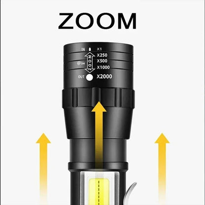 🔦 Mini LED Επαναφορτιζόμενος Φακός – COB+XPE | Zoomable Torch, 3 Modes, Ιδανικός για Outdoor & Emergency ✨