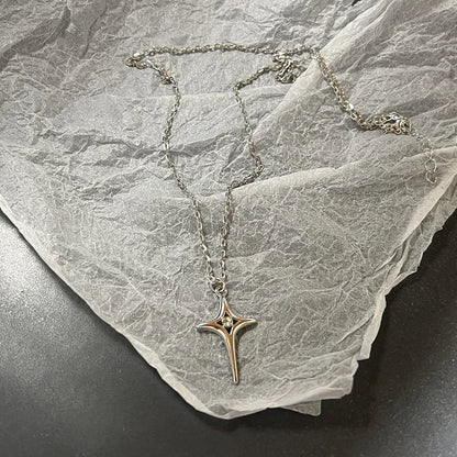 ⭐ Vintage Δερμάτινο Κολιέ με Αστέρι – Unisex, Ασημί Αντικέ με Y2K Aesthetic ✨