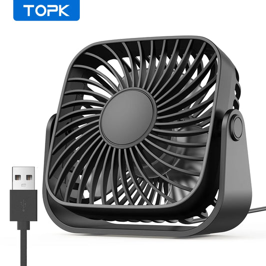🌬️✨ TOPK K52 Mini USB Ανεμιστηράκι 4" – Φορητός Επιτραπέζιος Ανεμιστήρας με 3 Ταχύτητες 🔌