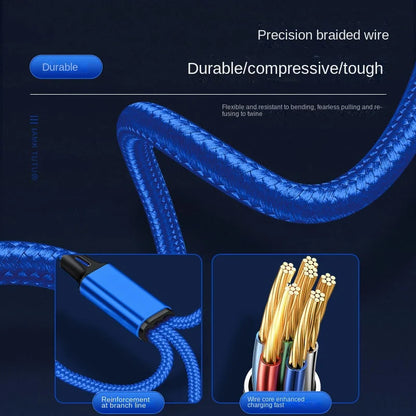 ⚡ Type-C Τριπλό Καλώδιο Φόρτισης – PD Fast Charging 3 σε 1, 1.2m 🚀🔌