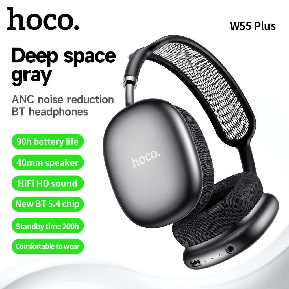🎧 HOCO W55 Plus ANC – Over-Ear Bluetooth 5.4 Ακουστικά με Ενεργή Ακύρωση Θορύβου