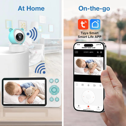 👶📷 5" Tuya Smart WiFi Baby Monitor – Κάμερα Παρακολούθησης Μωρού με 1080P Ανάλυση, Νυχτερινή Όραση, Ανίχνευση Κίνησης & Ειδοποιήσεις Cry Detection 🌙