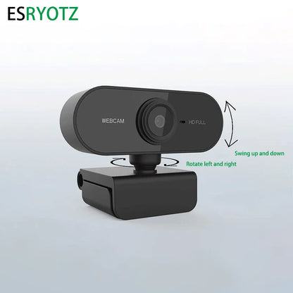 💻🎥 Full HD 1080p USB Webcam – Με Μικρόφωνο & Περιστροφή για PC & Laptop 🎤✨
