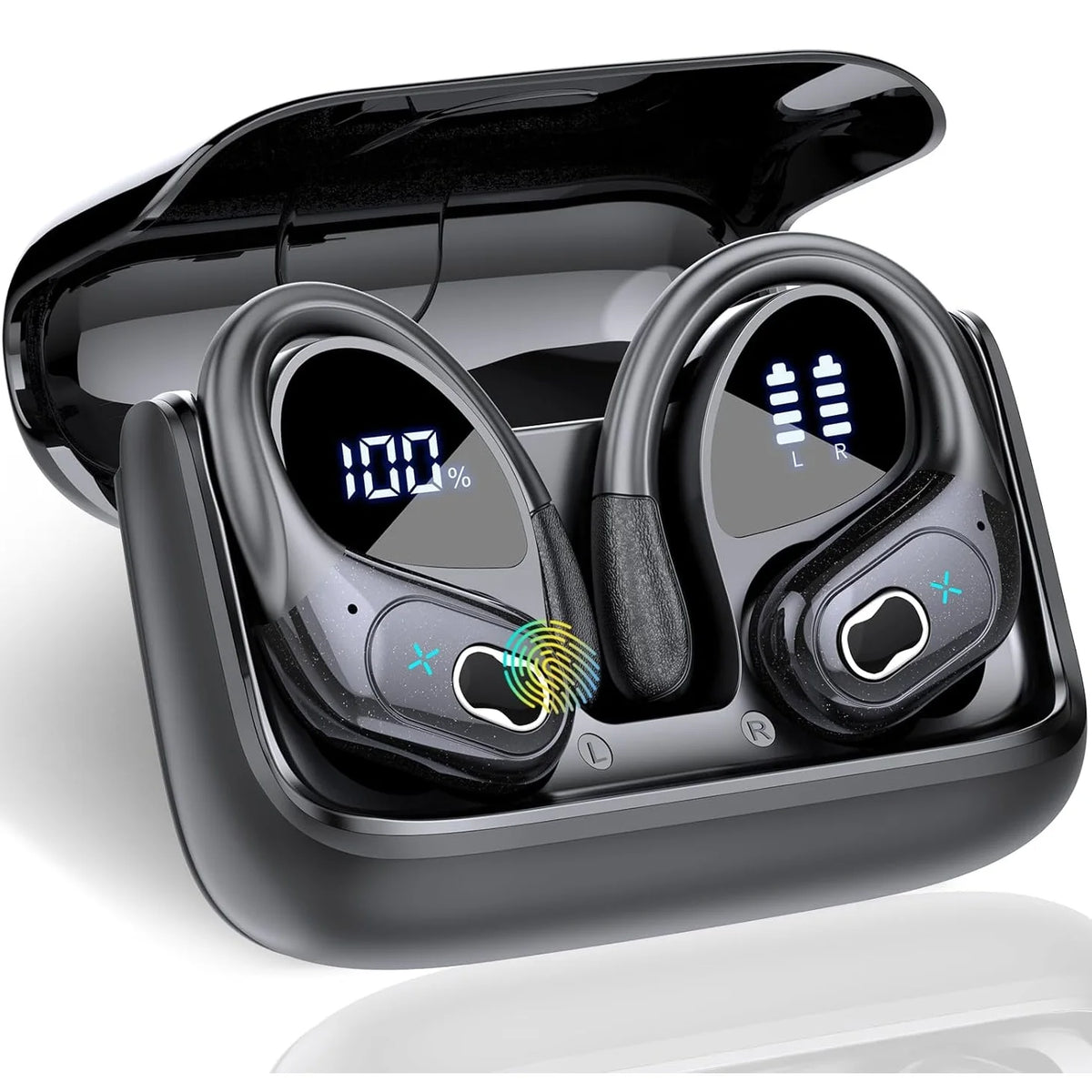 Wireless Sport Earbuds Bluetooth 5.4 with Earhooks, ANC, LED Display & up to 75 Hours of Battery Life