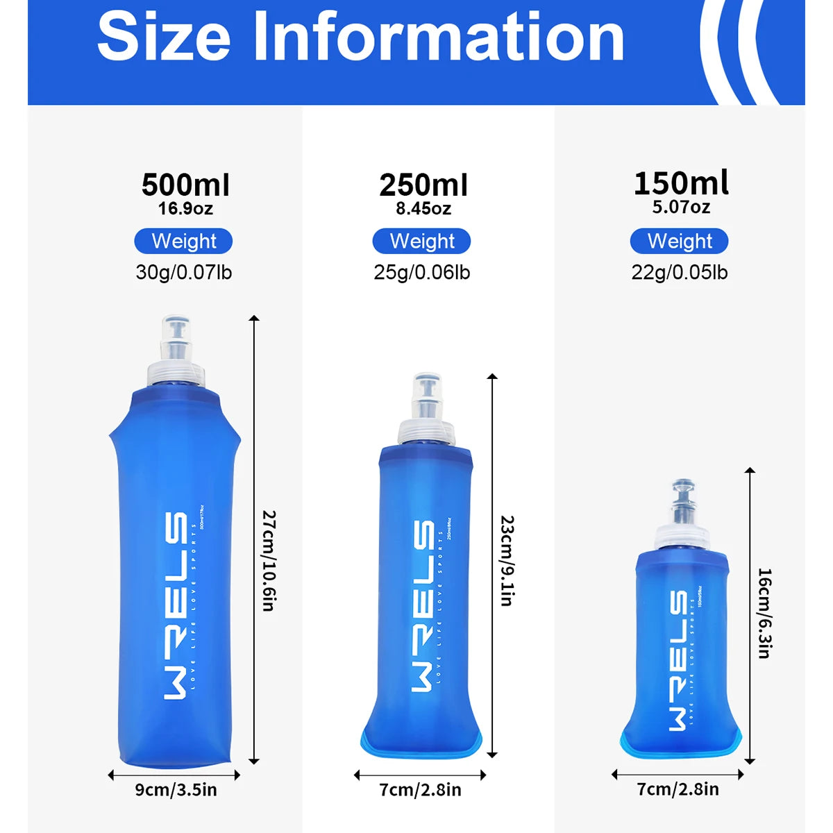 💧 WRELS Outdoor Collapsible Silicone Water Bottle – Πτυσσόμενο Παγούρι 150ml / 250ml / 500ml | Αδιάβροχο, Ανθεκτικό & Ιδανικό για Τρέξιμο, Πεζοπορία & Camping
