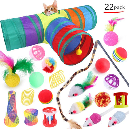 Cat Tunnel Toy Set 🐱🎪 | Foldable Tunnel + Mouse Balls 🧶🐭 | Simulated Fish 🎣 | Fun Tent for Kittens & Cats ✅