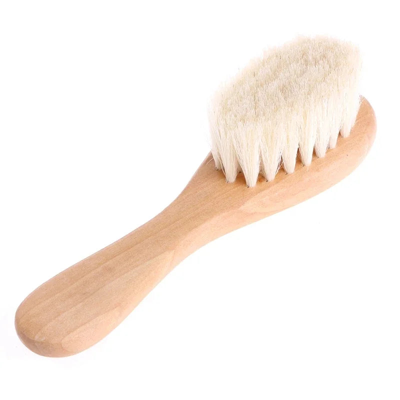 🍼✨ Baby Beech Wood Brush & Comb 🚀 (Με Μαλακό Μαλλί – Για Νεογέννητα)