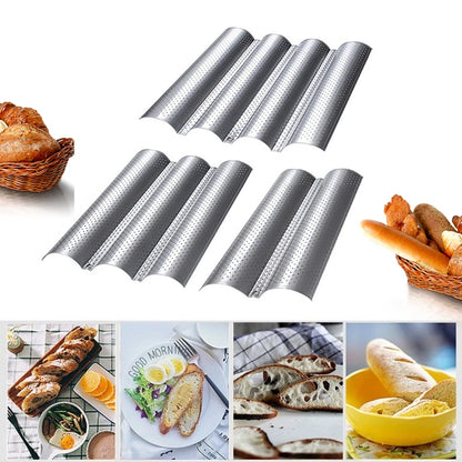 🥖 Αντικολλητική Φόρμα Baguette – 2/3/4 Θέσεων | Δίσκος Ανοξείδωτου Χάλυβα για Γαλλικό Ψωμί & Λοιπά Αρτοσκευάσματα
