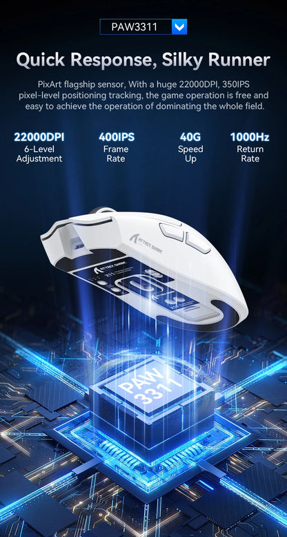 🦈⚡ Attack Shark X11 – Tri-Mode Wireless Gaming Mouse με 22000 DPI, RGB & Macro 🎮 Για απόλυτη ελευθερία και gaming ακρίβεια – 3 τρόποι σύνδεσης, RGB και προγραμματισμός σε ένα mouse!