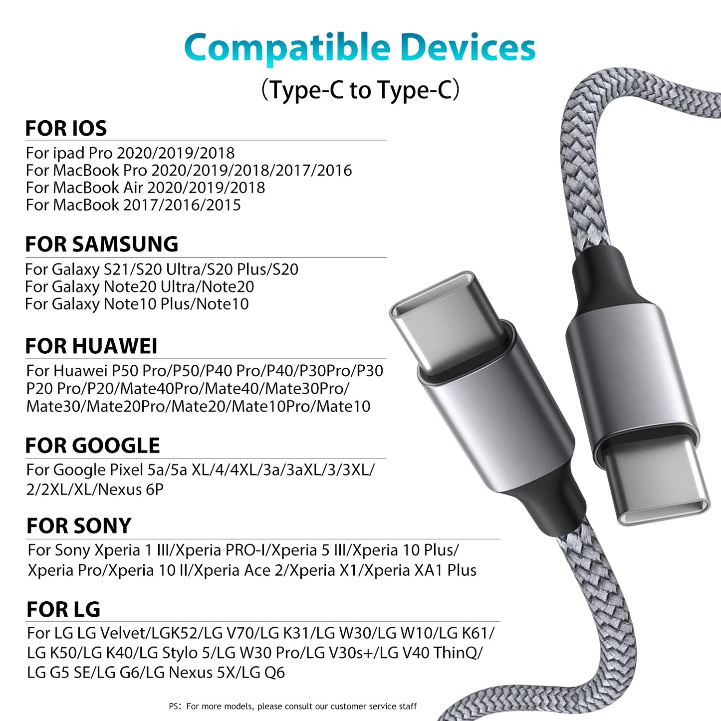 ⚡🔌 Type-C to Type-C PD 60W Fast Charging Cable – Super Long Extending Cable (3m/5m/8m/10m) 🎯