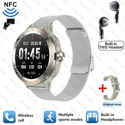 ⌚ Smart Watch με Ενσωματωμένα Bluetooth Ακουστικά 2-σε-1 | NFC, Κλήσεις, GPS, Καρδιακός Ρυθμός & Μουσική – Ιδανικό Δώρο για Άνδρες