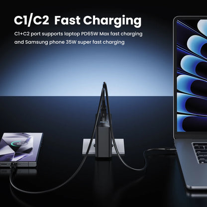 ⚡ ASOMETECH 100W GaN Fast Charger – Φορτιστής Ταχείας Φόρτισης με 4 Θύρες (3×USB-C + 1×USB-A)