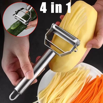 🥔🥕 4in1 Πολυλειτουργικό Peeler & Τρίφτης – Ανοξείδωτο Ατσάλι για Φρούτα & Λαχανικά 🍏🍋