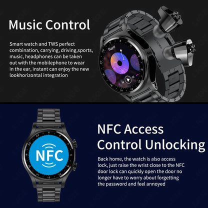 🎯 LIGE NFC Smartwatch με Ενσωματωμένα TWS Ακουστικά – 2 σε 1, Ρολόι & Ακουστικά! 🎯