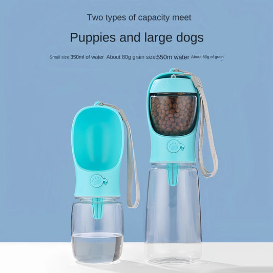 Portable Pet Water Bottle 🐾💧 | Food Dispenser Included 🥣 | Travel-Friendly 🚗 | Food Grade Material ✅