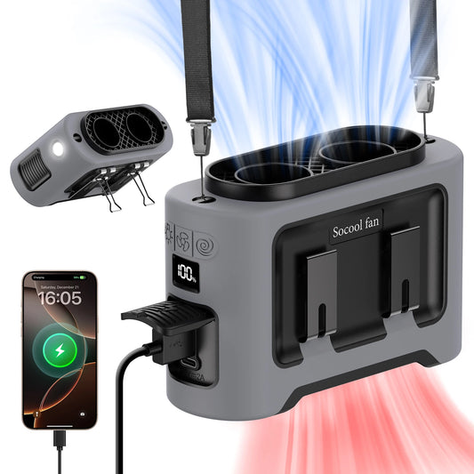 🌀 Socool 14500mAh Φορητός Ανεμιστήρας Μέσης – Διπλό Turbo, LED, Power Bank & 5 σε 1 Λειτουργίες Το απόλυτο gadget για να μείνεις δροσερός σε κάθε περίσταση! 🌞💨