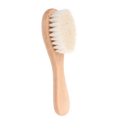 🍼✨ Baby Beech Wood Brush & Comb 🚀 (Με Μαλακό Μαλλί – Για Νεογέννητα)