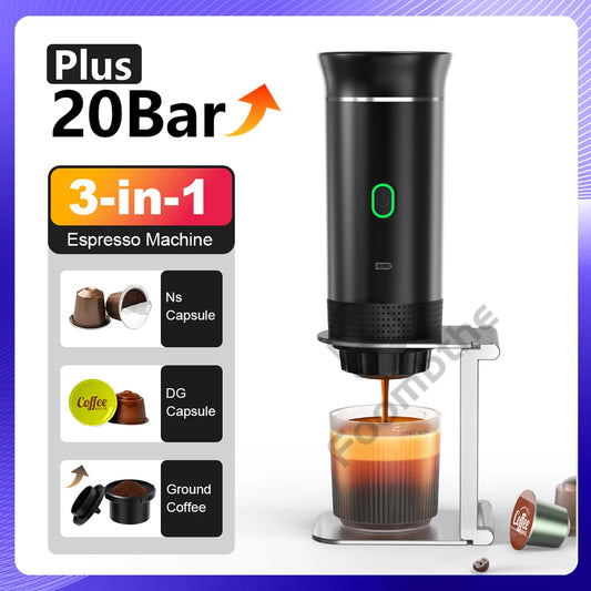 ☕🚗 Wireless Electric Portable Espresso Coffee Machine – 3 σε 1 Καφετιέρα Κάψουλας & Αλεσμένου Καφέ για Σπίτι, Αυτοκίνητο & Camping