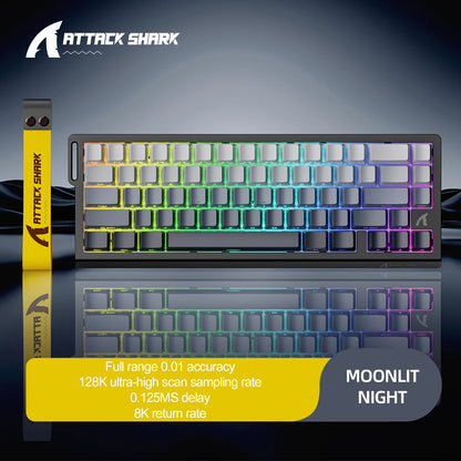 ⌨️⚡ ATTACK SHARK X68HE – Ενσύρματο Μαγνητικό Gaming Keyboard με 0.01mm Rapid Trigger, 8000Hz Polling Rate & RGB 16.8M 🎮✨
