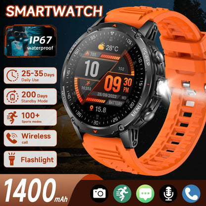 Military Smartwatch με 1400mAh Μπαταρία & Bluetooth Calling