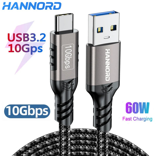 ⚡🔌 Hannord USB3.2 Gen2 A to C Cable – 10Gbps Data Transfer & 60W Fast Charging 🚀💻