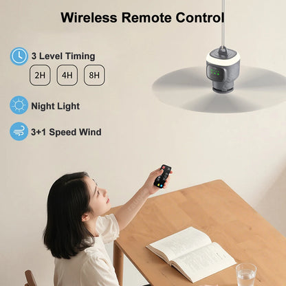🏕️🌬️ 12000mAh Portable Ceiling Camping Fan με LED & Remote Control