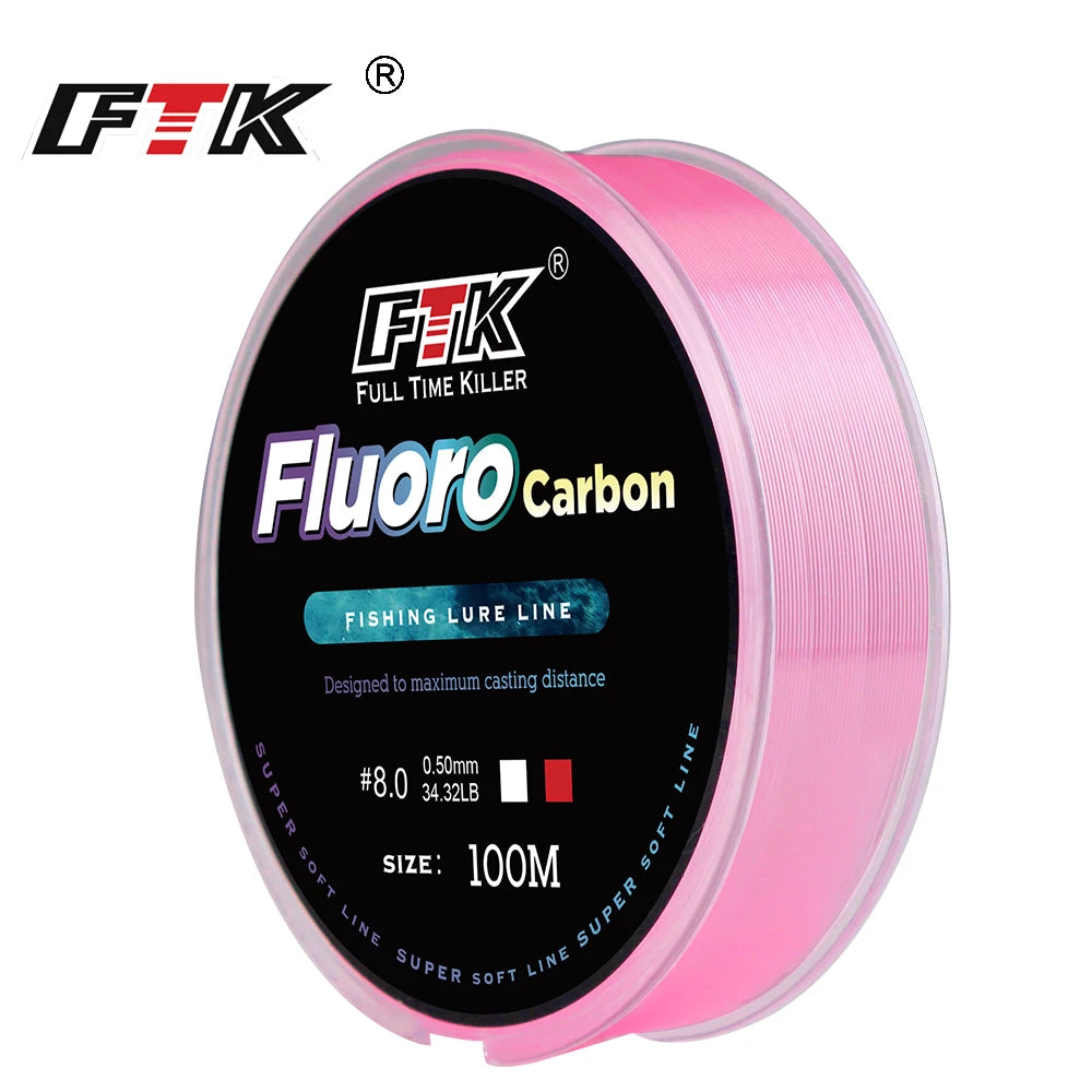 🎣✨ FTK Fluorocarbon Fishing Line 100m 🚀 (4.13–34.32LB – Super Soft)