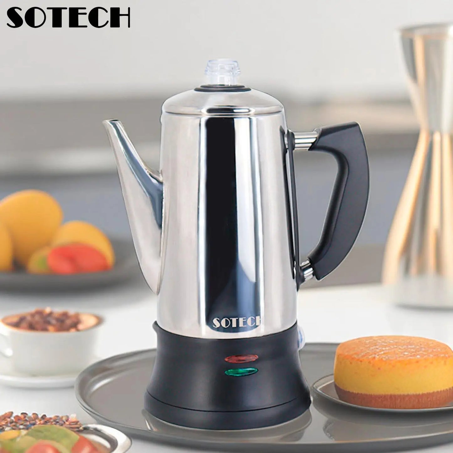 ☕⚡ Ηλεκτρική Καφετιέρα Percolator 1.8L – Για 12 Κούπες Αρωματικού Καφέ! ⚡☕  SOTECH Electric Coffee Percolator