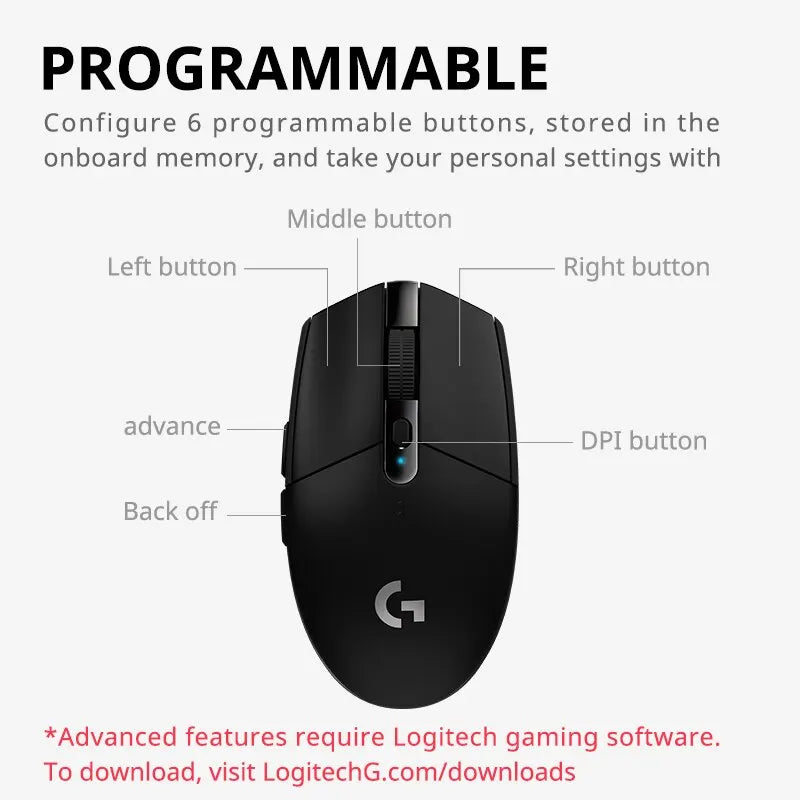 🎮 Logitech G304 / G305 Lightspeed Wireless Gaming Mouse – 12000DPI, 6 Κουμπιά, RGB, HERO Sensor 🖱️⚡ Ταχύτητα, ακρίβεια και φορητότητα – Ο απόλυτος σύμμαχος στο gaming & γραφείο!