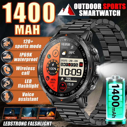 Military Smartwatch με 1400mAh Μπαταρία & Bluetooth Calling