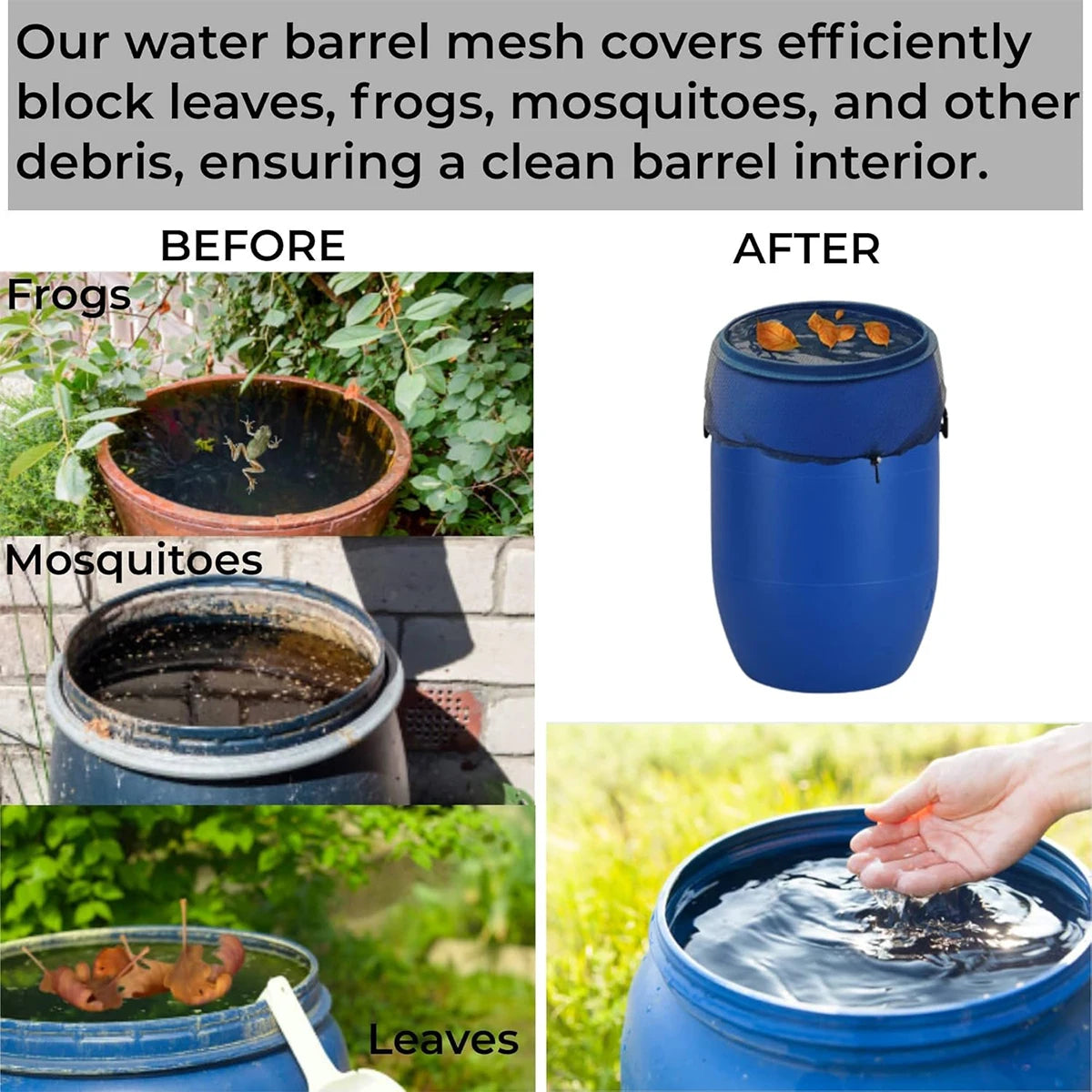 🌧️💧 Κάλυμμα Δεξαμενής Βρόχινου Νερού – Δίχτυ Συλλογής με Κορδόνι Σύσφιξης 🪣✨