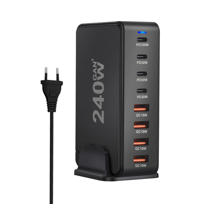 ⚡🔌 240W GaN Desktop Charger – 8x USB-C Θύρες με PD 3.0 Fast Charging ⚡