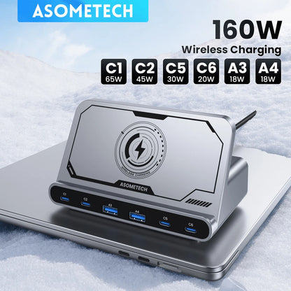 160W USB Charging Station – Ασύρματη Φόρτιση & GaN PD/PPS Fast Charger