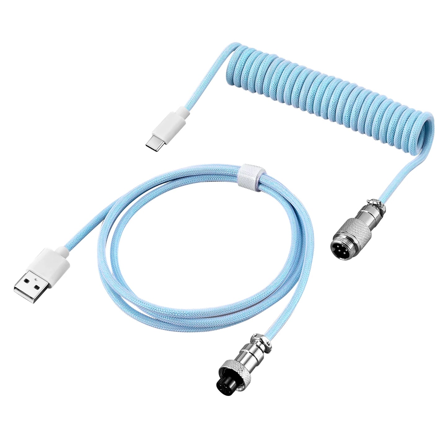 Coiled Keyboard Cable Type-C to USB-A with Detachable Metal Aviator