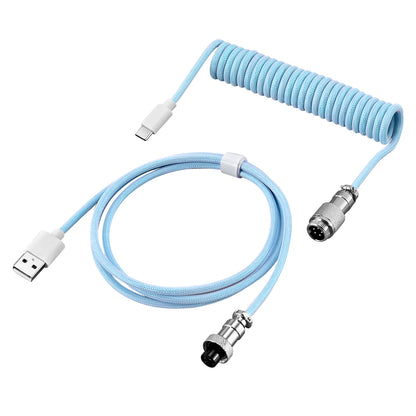Coiled Keyboard Cable Type-C to USB-A with Detachable Metal Aviator
