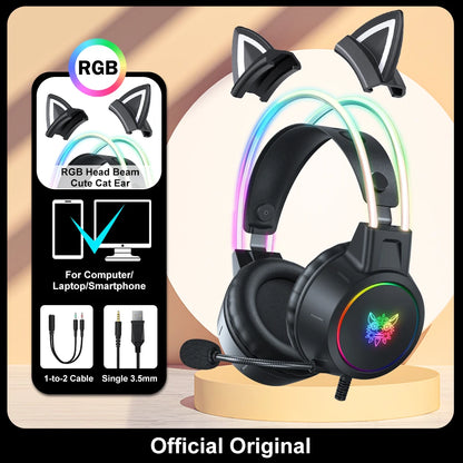 🎧 ONIKUMA RGB Gaming Headset με HD Μικρόφωνο & 3.5mm Jack | Για PC, PS4, PS5, Xbox & Switch | 50mm Drivers & Ρυθμιζόμενο Φως RGB