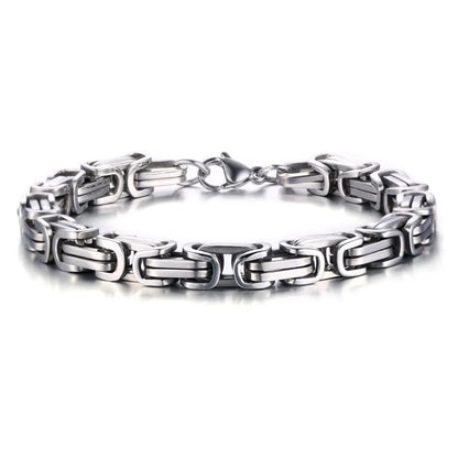 🧩 HNSP 8MM Stainless Steel Bracelet – Ανδρικό Ατσάλινο Βραχιόλι με Rock / Biker Design | 8MM Φάρδος, Ανθεκτικό & Στιβαρό Στυλ