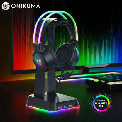 🎧 ONIKUMA RGB Gaming Headset με HD Μικρόφωνο & 3.5mm Jack | Για PC, PS4, PS5, Xbox & Switch | 50mm Drivers & Ρυθμιζόμενο Φως RGB