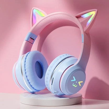 🎧 Ασύρματα Ακουστικά Cat Ear RGB – LS Original Bluetooth 5.3 Headset | Με Μικρόφωνο, LED Φωτισμό & Ενσύρματη/Ασύρματη Λειτουργία
