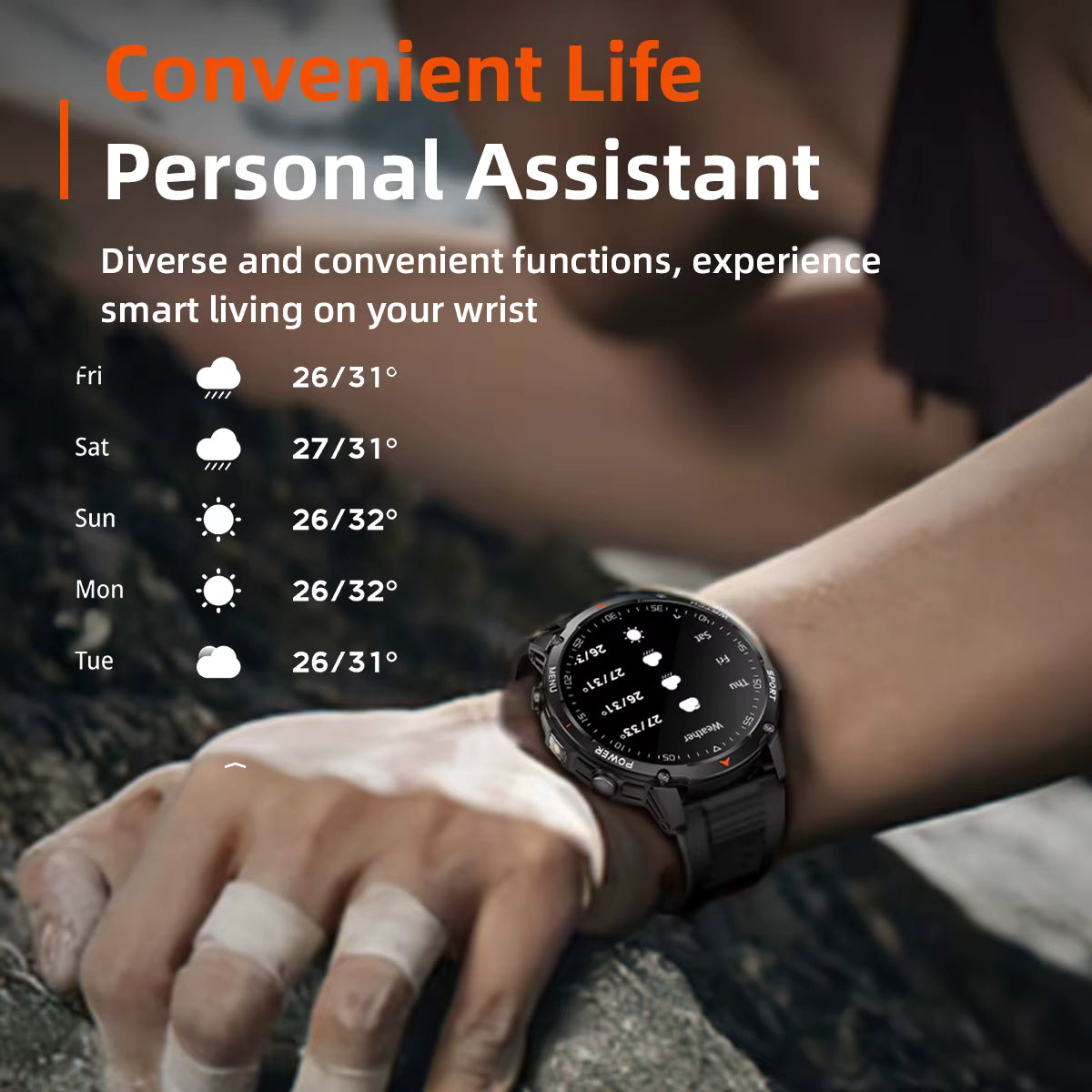 Military Smartwatch με 1400mAh Μπαταρία & Bluetooth Calling