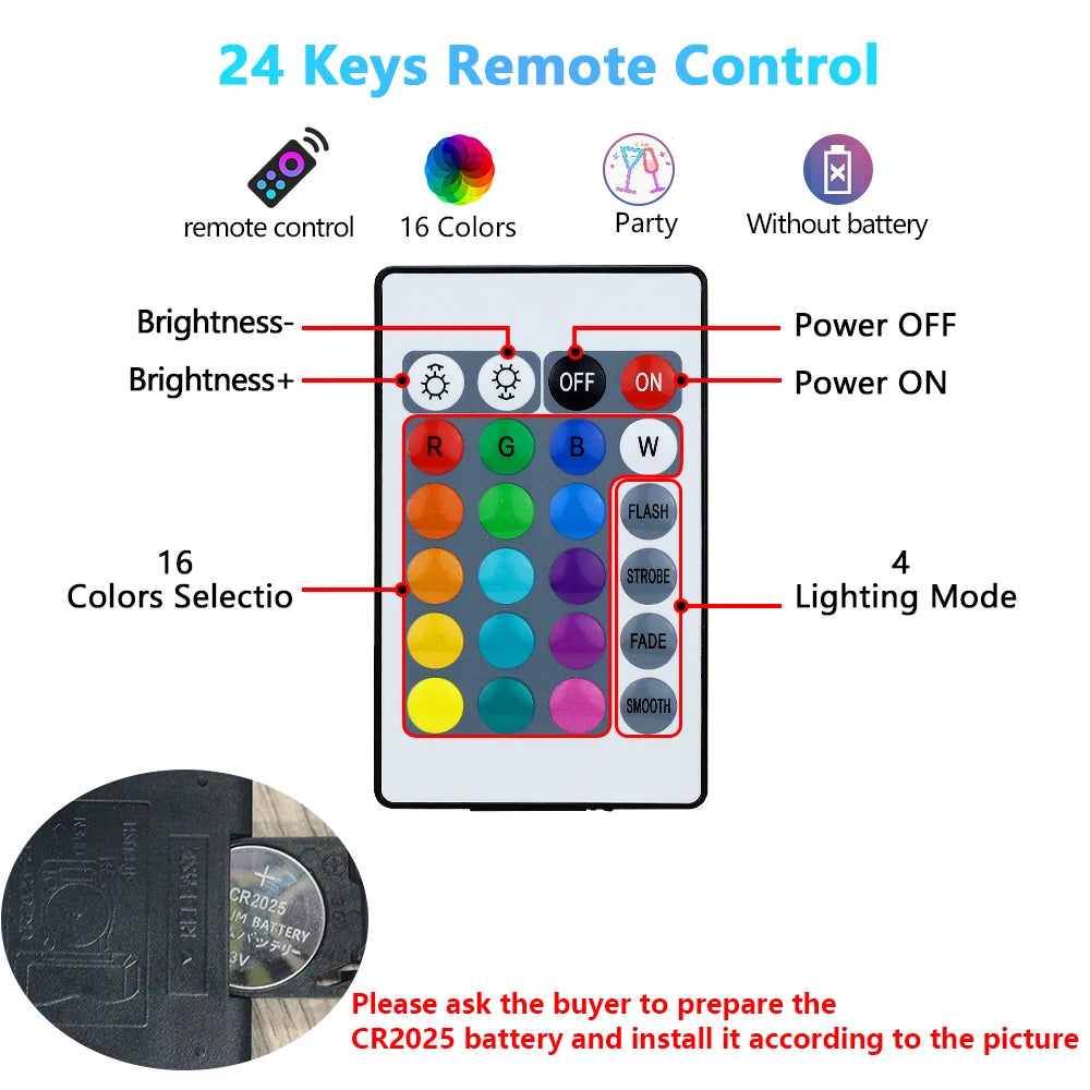 💡🌈 16 Χρώματα RGB LED Λάμπα – E27 Base 220V με Remote Control (24 Keys) | Πολυχρωματικός Φωτισμός & Ατμόσφαιρα